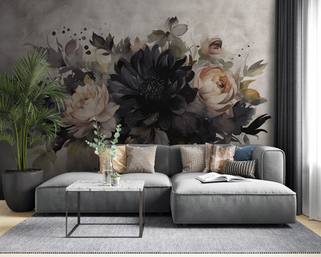 Fiori scuri su bianco — ambiente 3