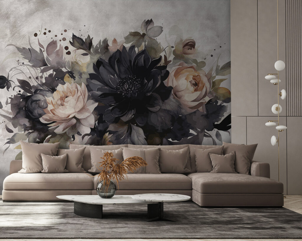 Fiori scuri su bianco — ambiente 4