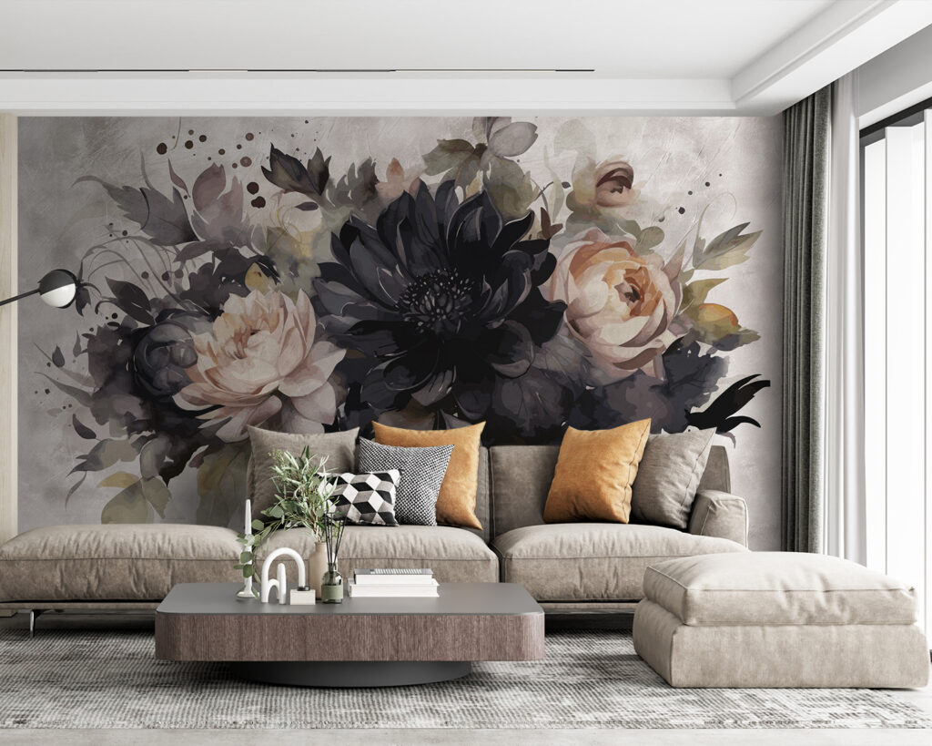 Fiori scuri su bianco — ambiente 5
