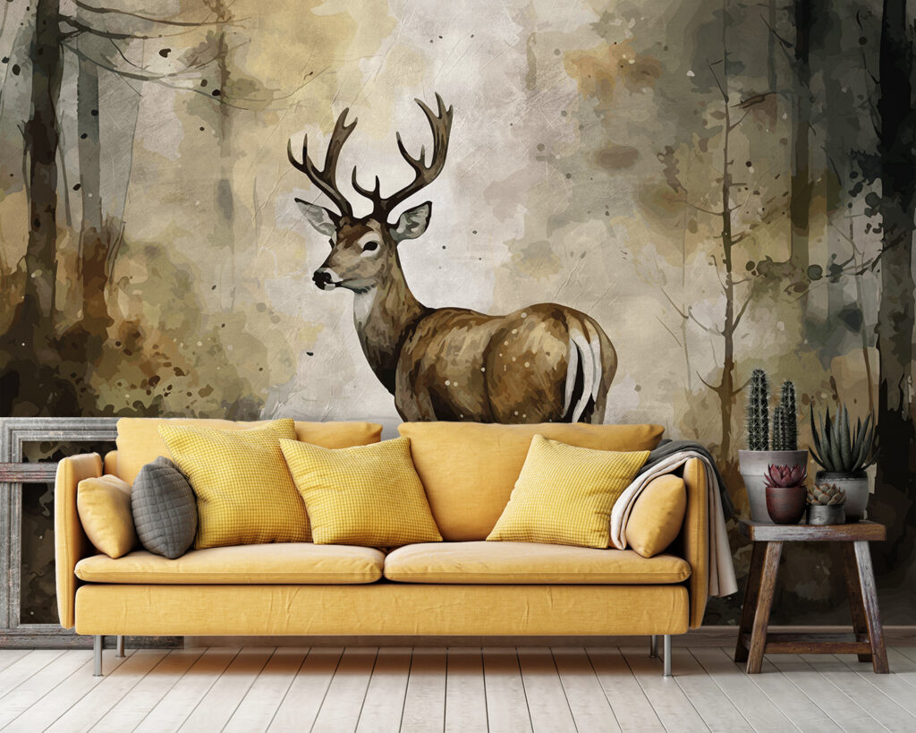 Cervo ad acquerello — ambiente 3