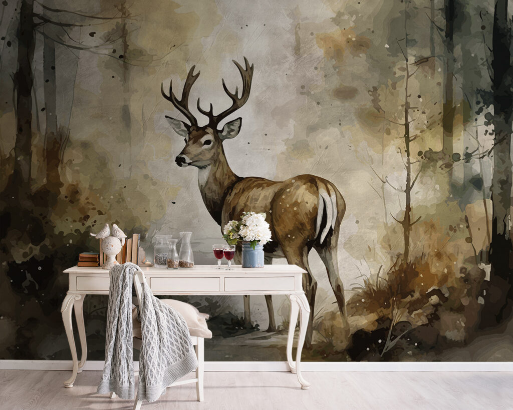 Cervo ad acquerello — ambiente 4