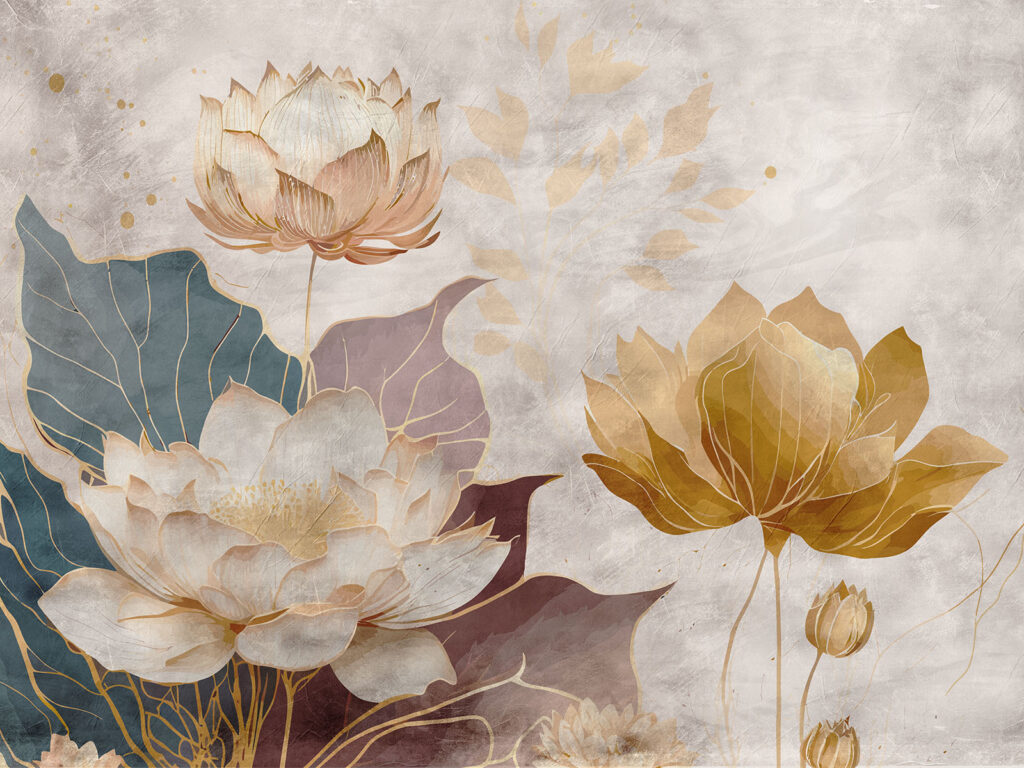 Fiori d’acqua dorati — design completo