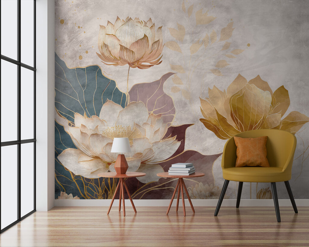 Fiori d’acqua dorati in un ambiente