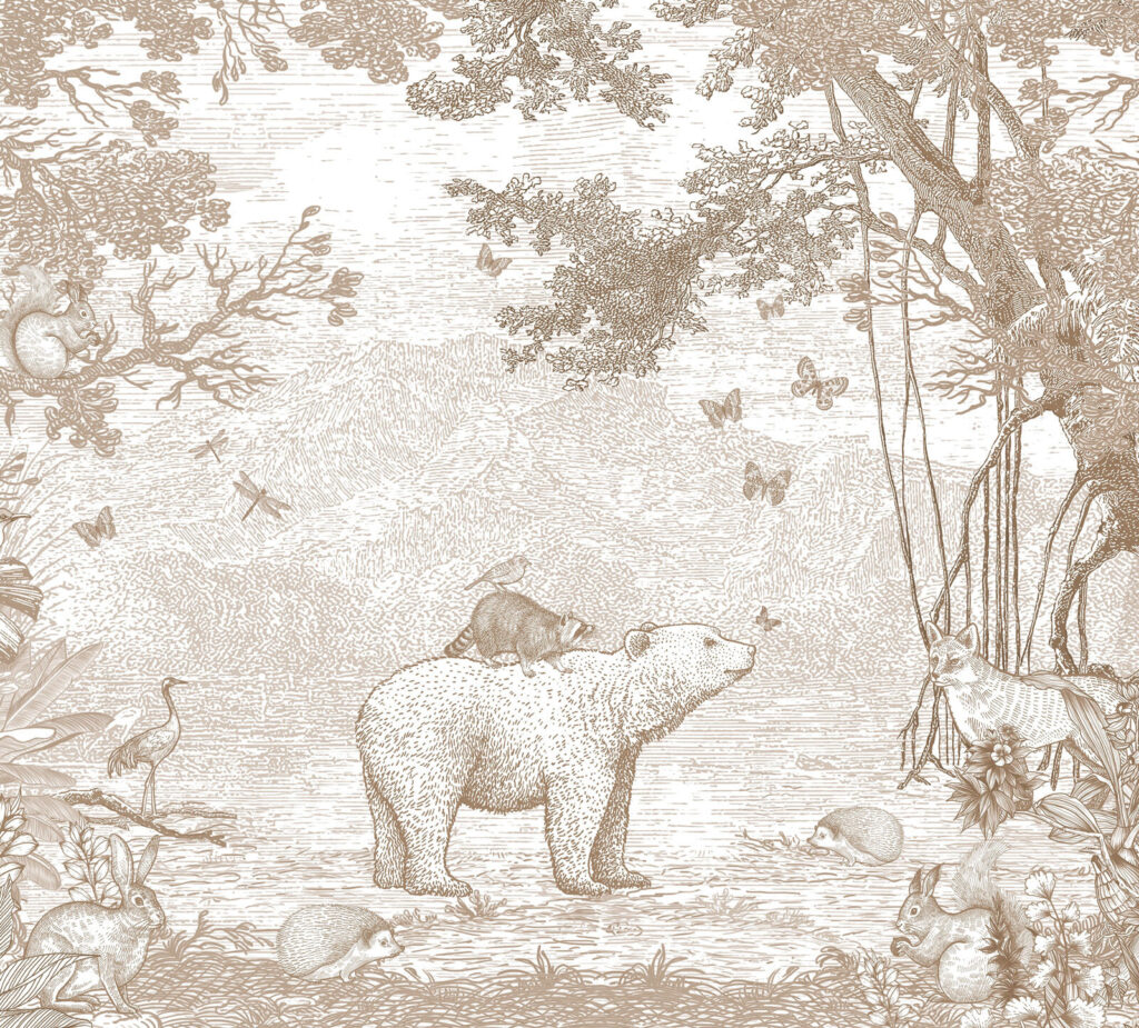 Orso presso il ruscello — design completo