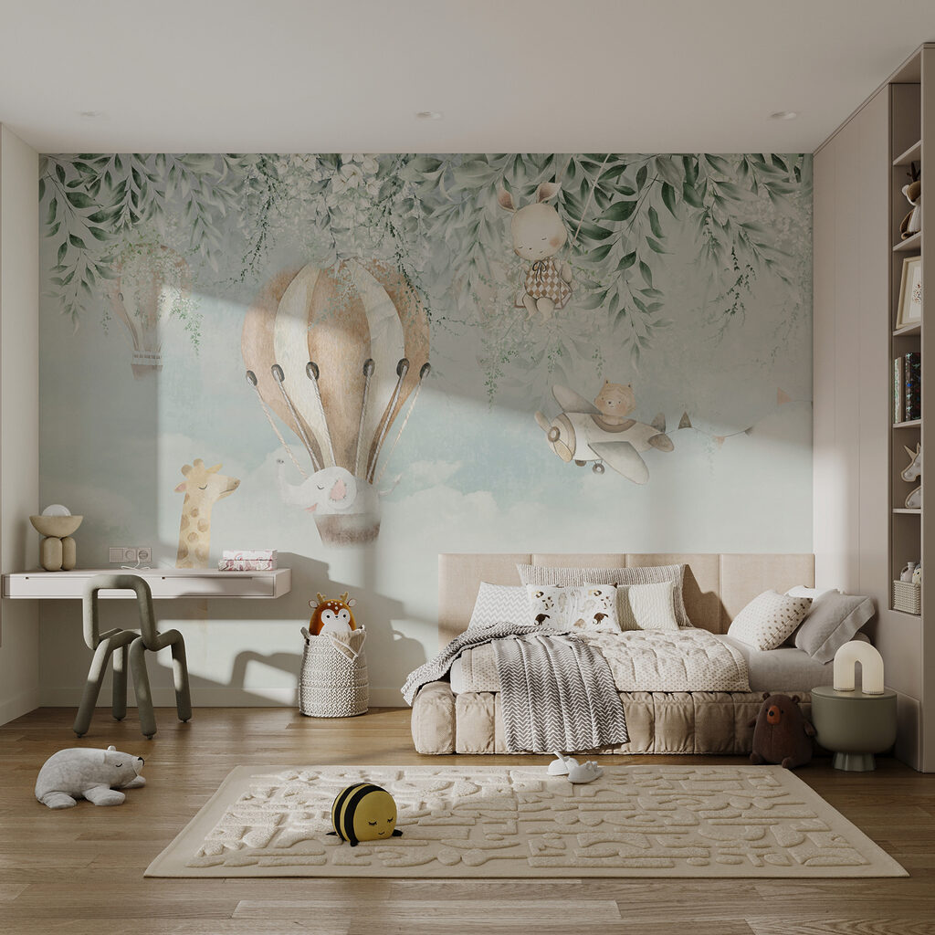 Palloncini con animali in un ambiente
