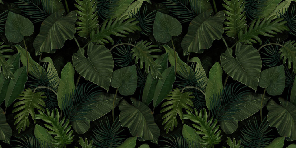 Foglie grandi verde bosco — design completo
