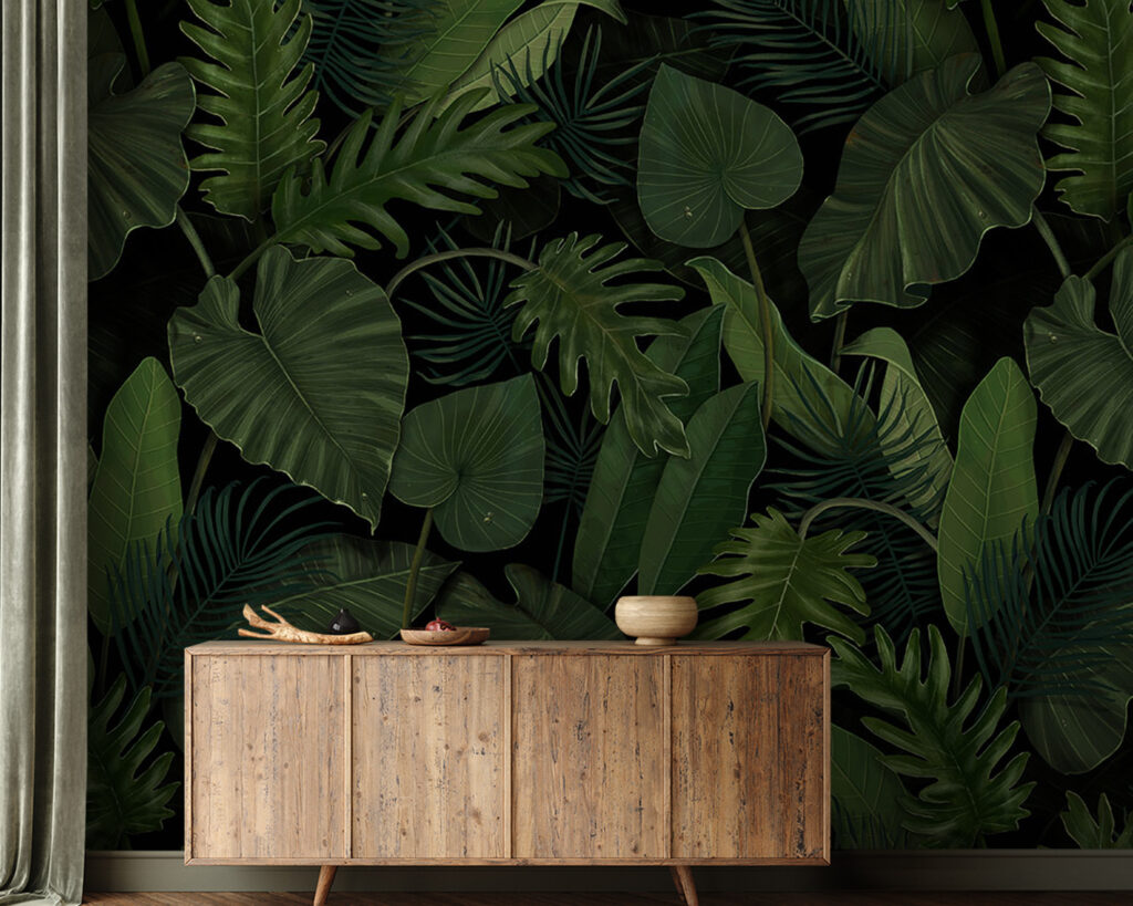Foglie grandi verde bosco — ambiente 1