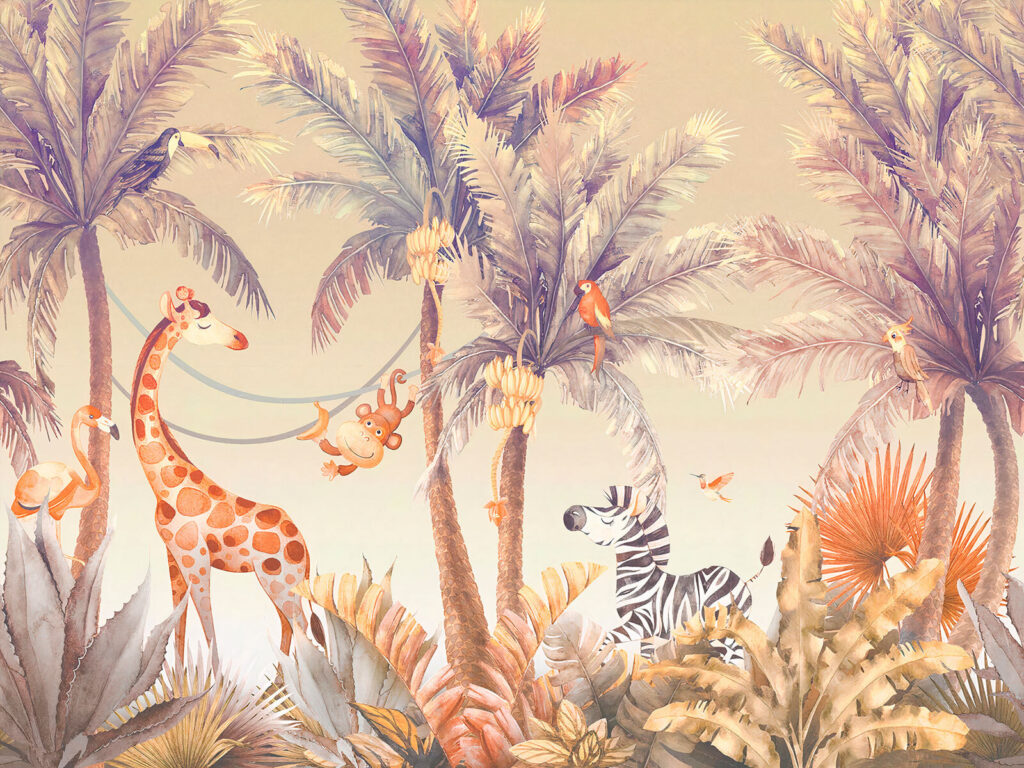 Giraffa tra le palme — design completo