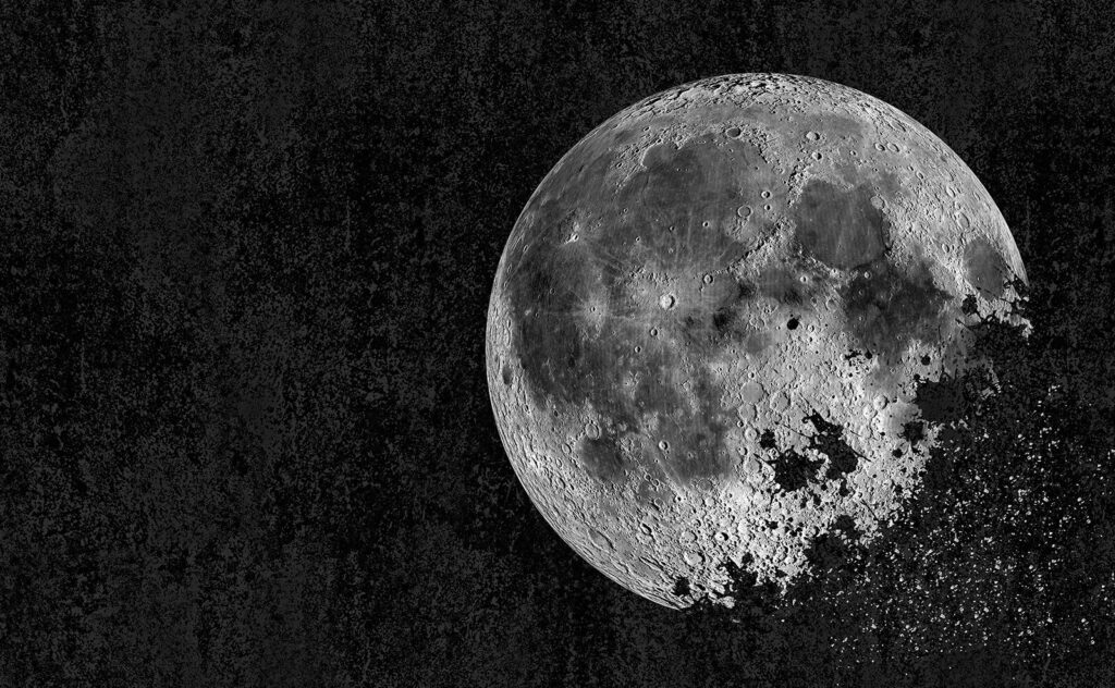 Luna su fondo nero — design completo