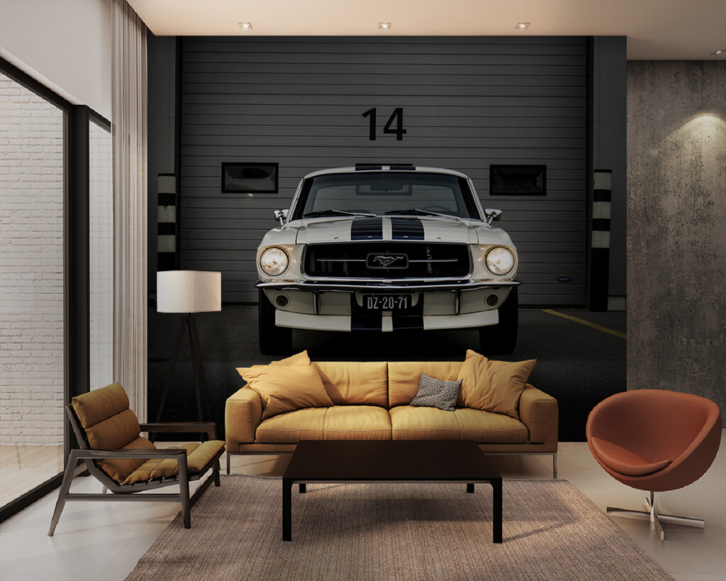 Auto d’epoca sul garage in un ambiente