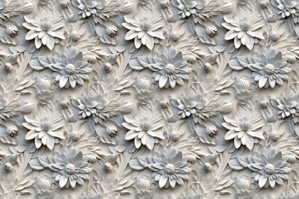 Fiori bianchi in rilievo — design completo