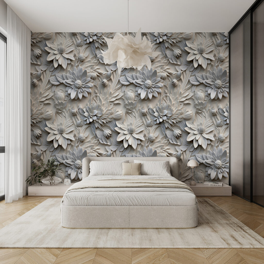 Fiori bianchi in rilievo — ambiente 6