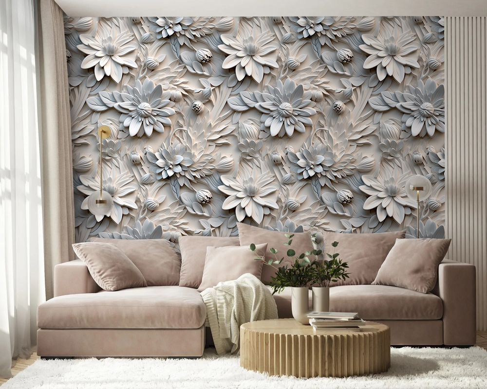 Fiori bianchi in rilievo — ambiente 2