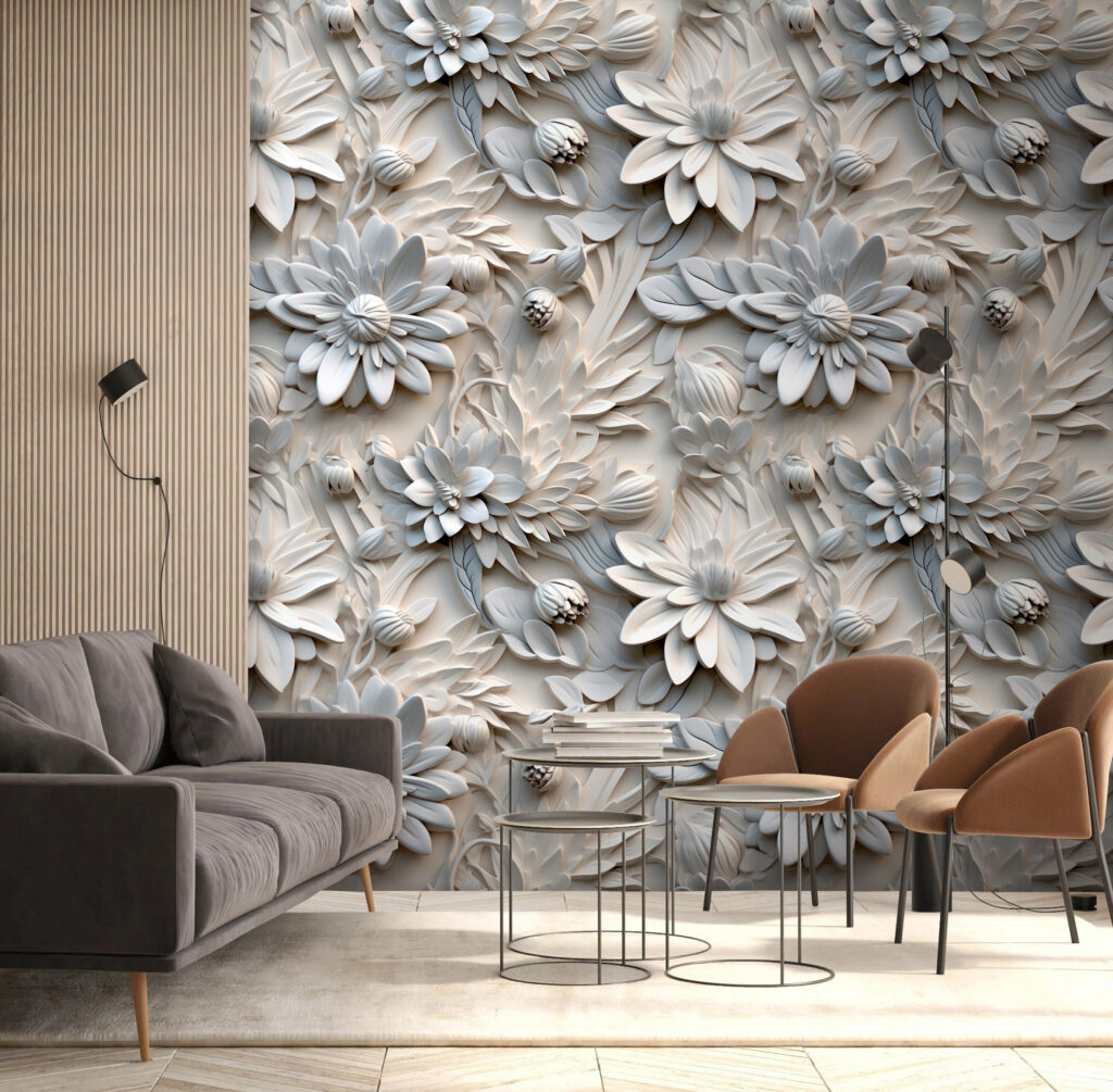 Fiori bianchi in rilievo — ambiente 4
