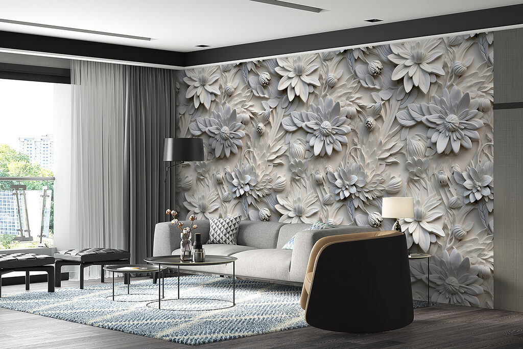 Fiori bianchi in rilievo — ambiente 7