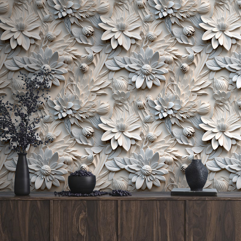 Fiori bianchi in rilievo — ambiente 1