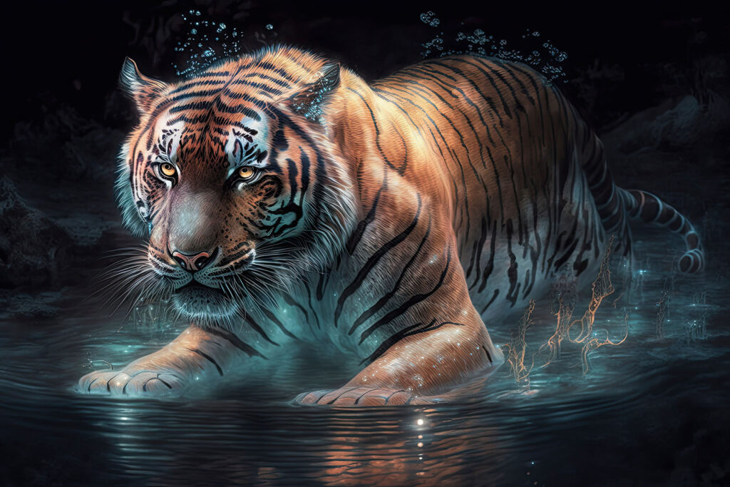 Tigre nell’acqua — design completo