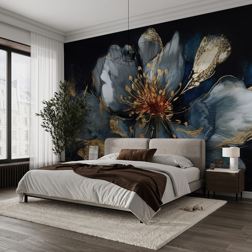Fiore blu, accenti dorati — ambiente 4