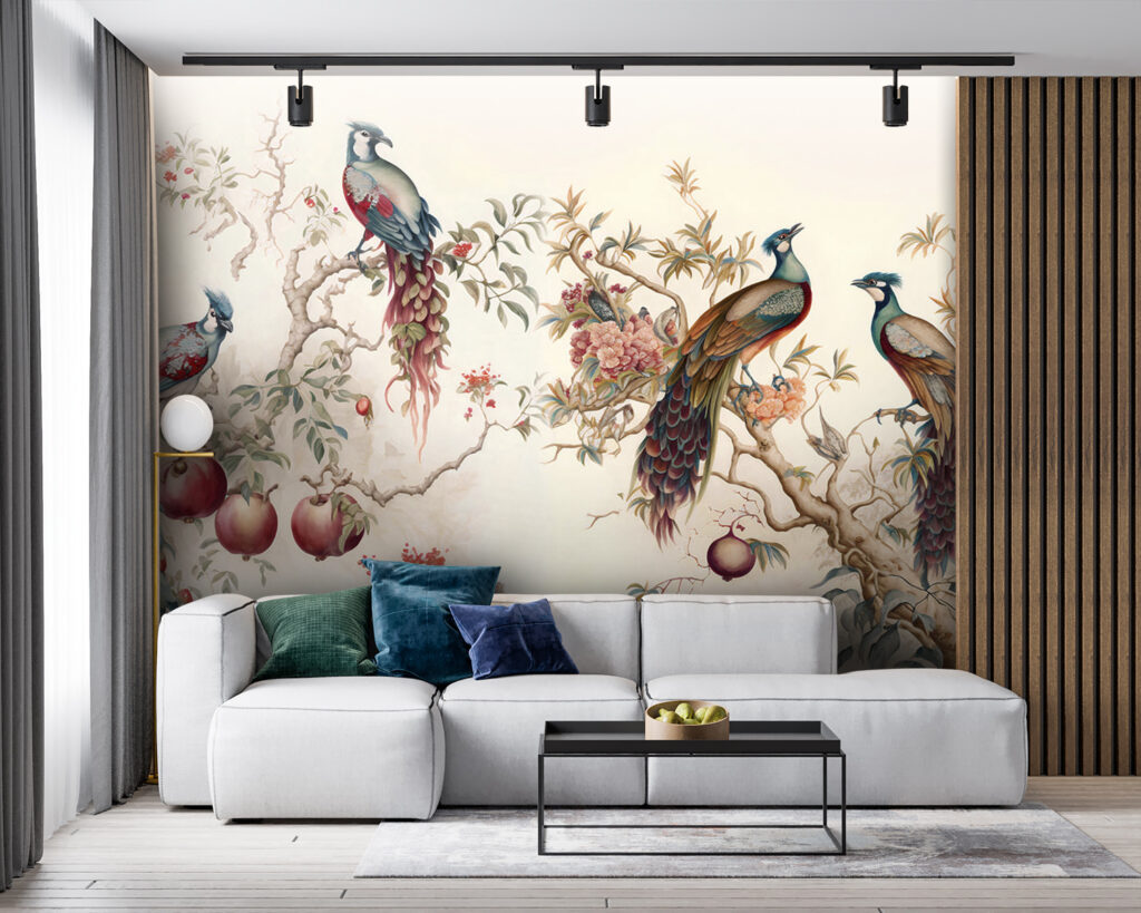 Pavoni tra rami fioriti — ambiente 2