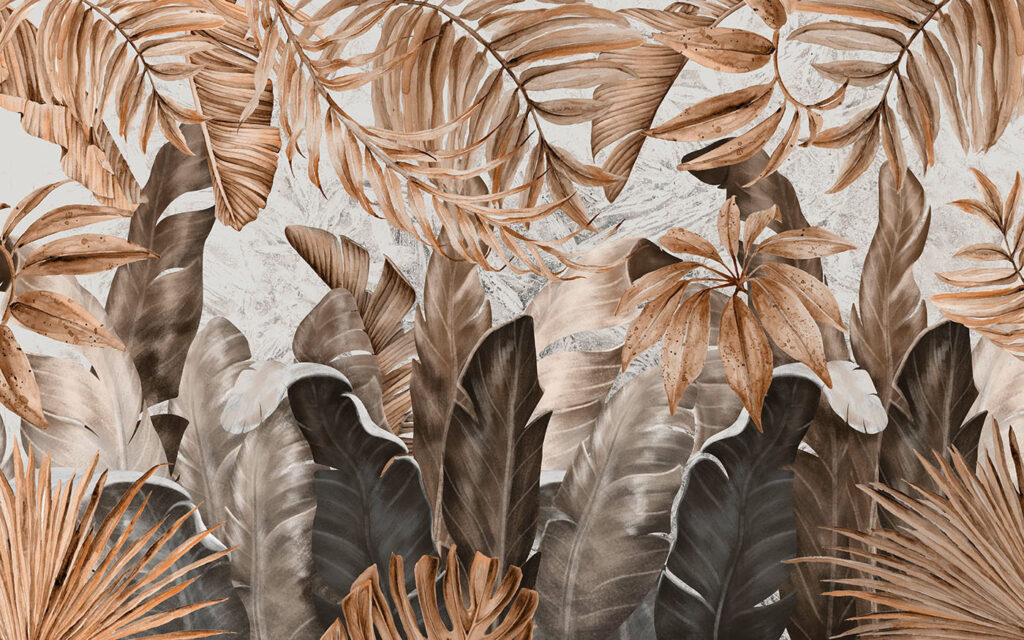 Foglie tropicali color crema — design completo