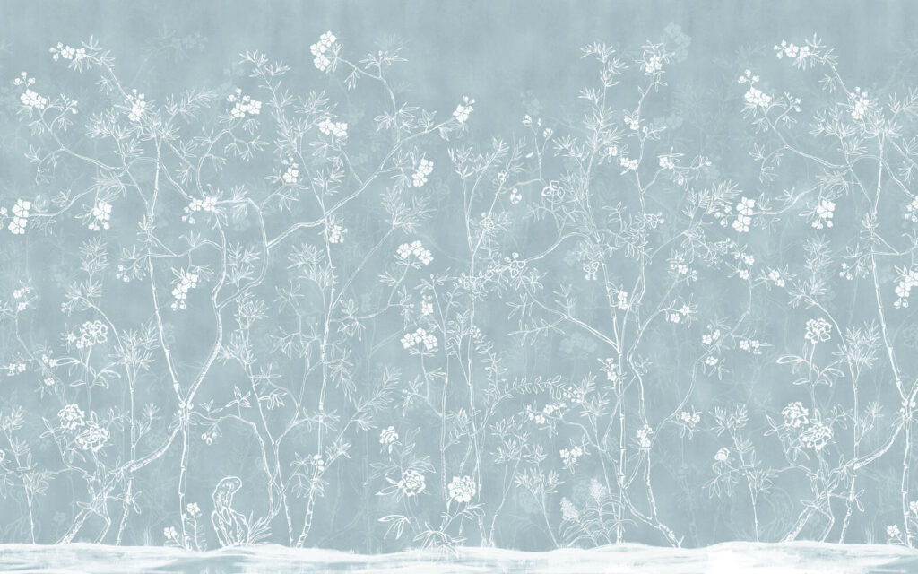 Fiori sottili su azzurro — design completo