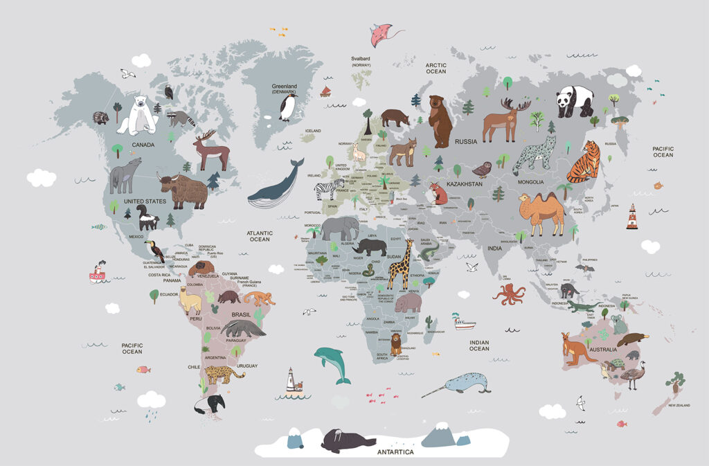 Mappa con piccoli animali — design completo