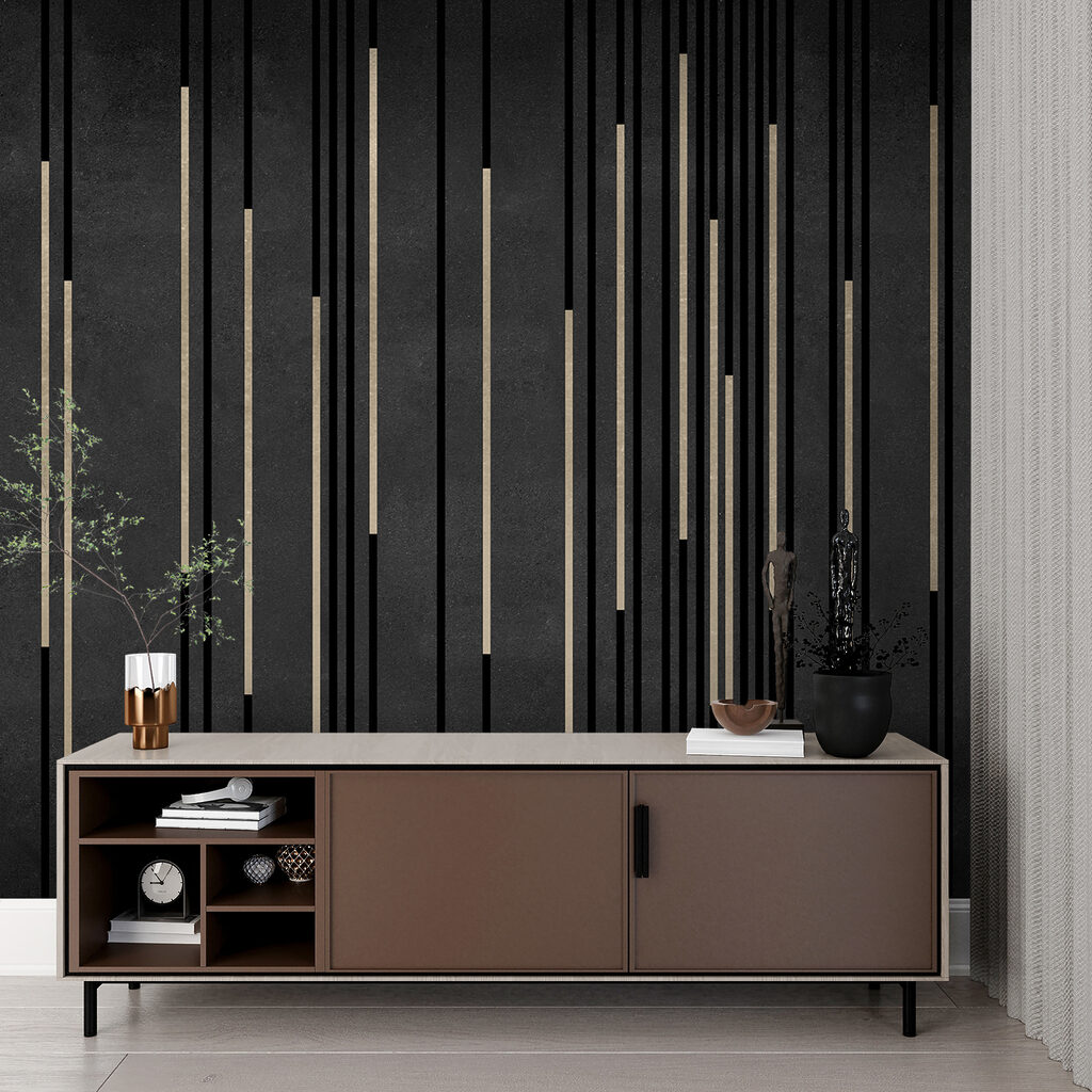 Righe dorate su nero — ambiente 5