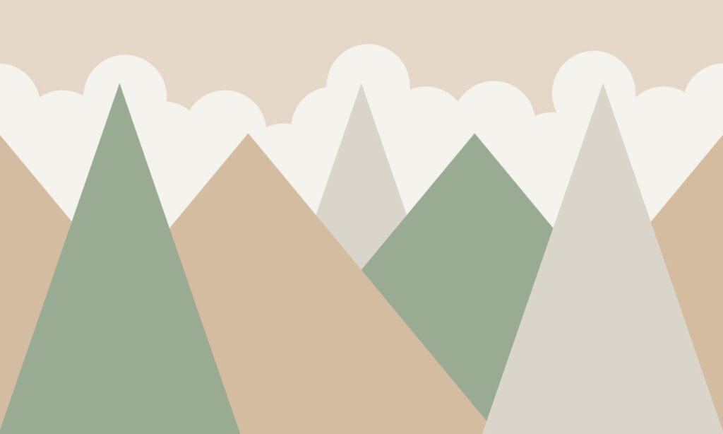 Monti pastello e nuvole — design completo