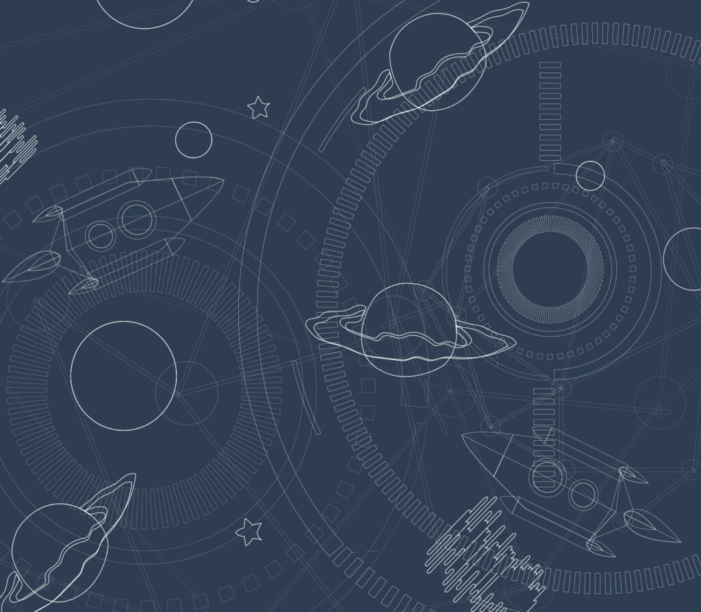 Pianeti in linee sottili — design completo