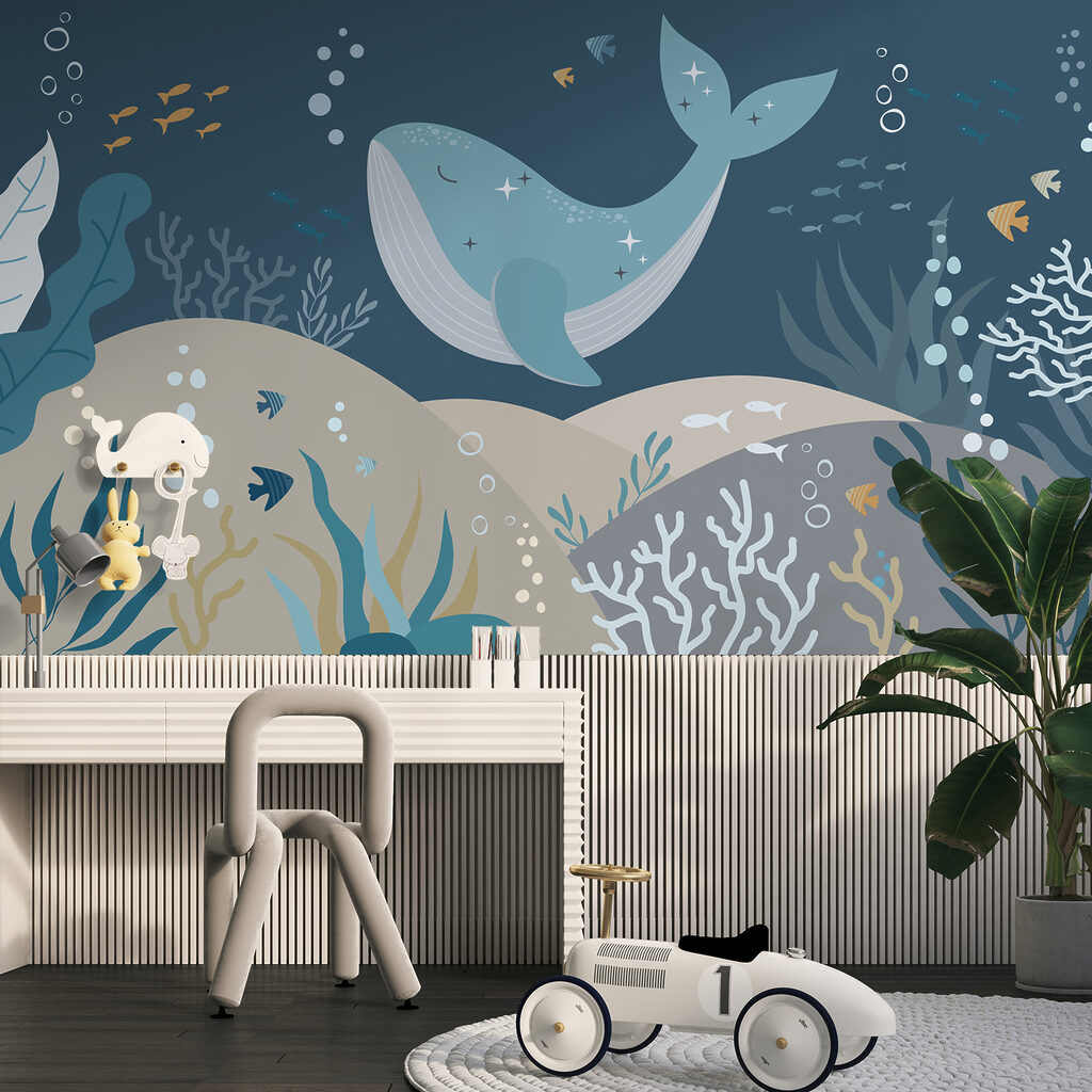 Balena sul fondale blu — ambiente 4