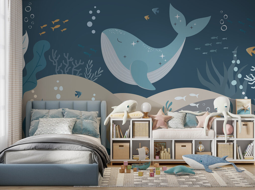 Balena sul fondale blu — ambiente 3