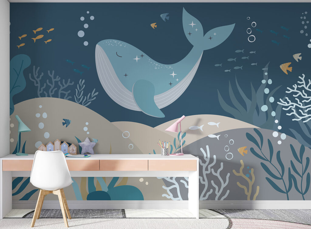 Balena sul fondale blu — ambiente 1