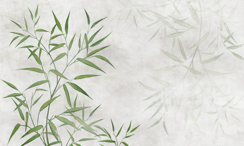 Bambù verde su bianco — design completo