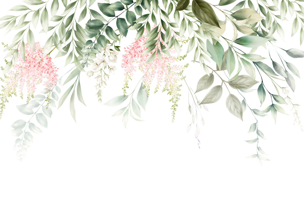 Fiori sotto foglie fresche — design completo