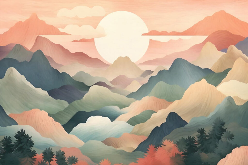 Sole tra le montagne — design completo