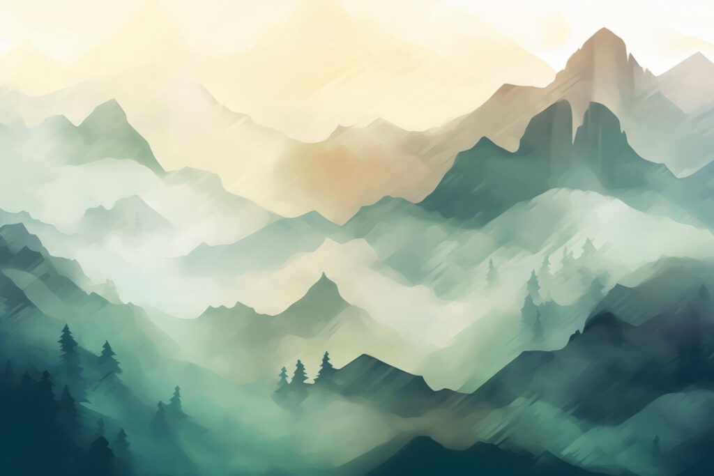 Montagne verdi ad acquerello — design completo
