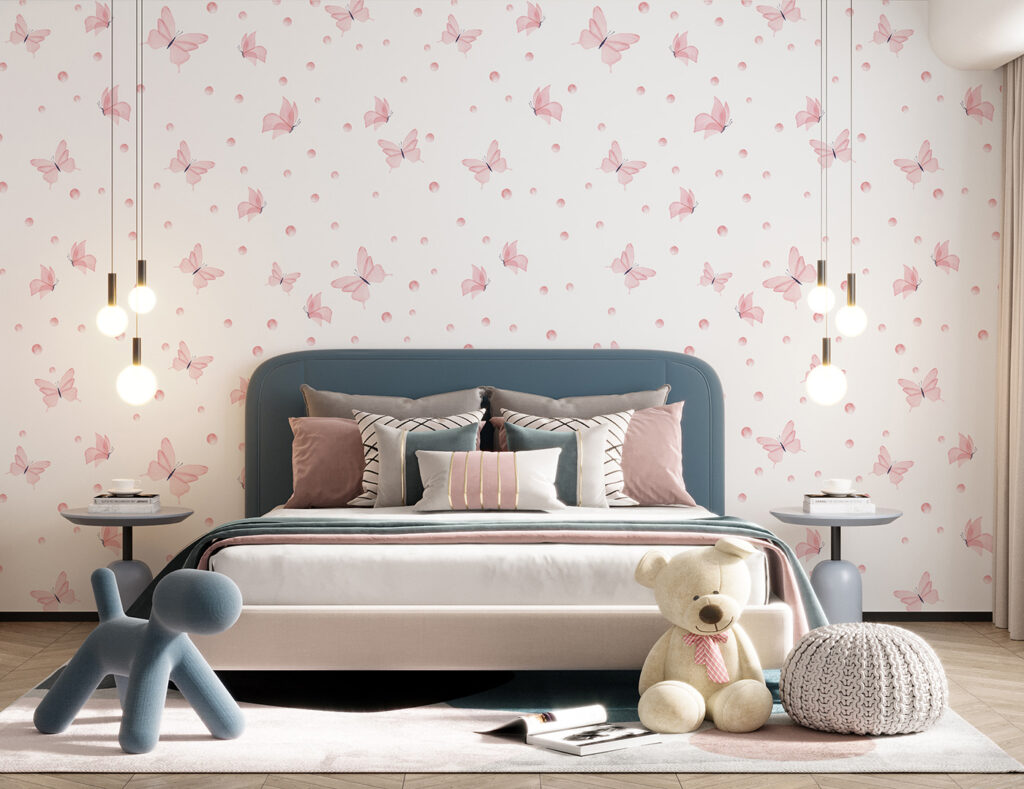 Farfalle rosa su bianco — ambiente 2