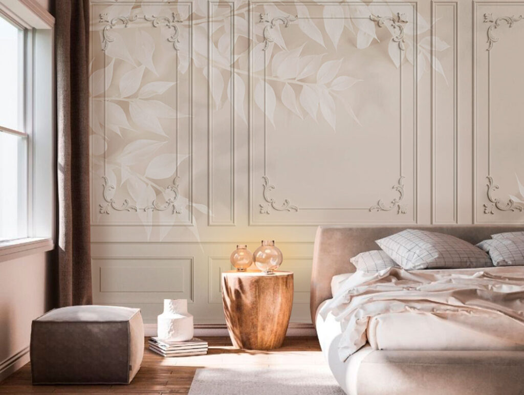 Foglie pallide su boiserie — ambiente 2