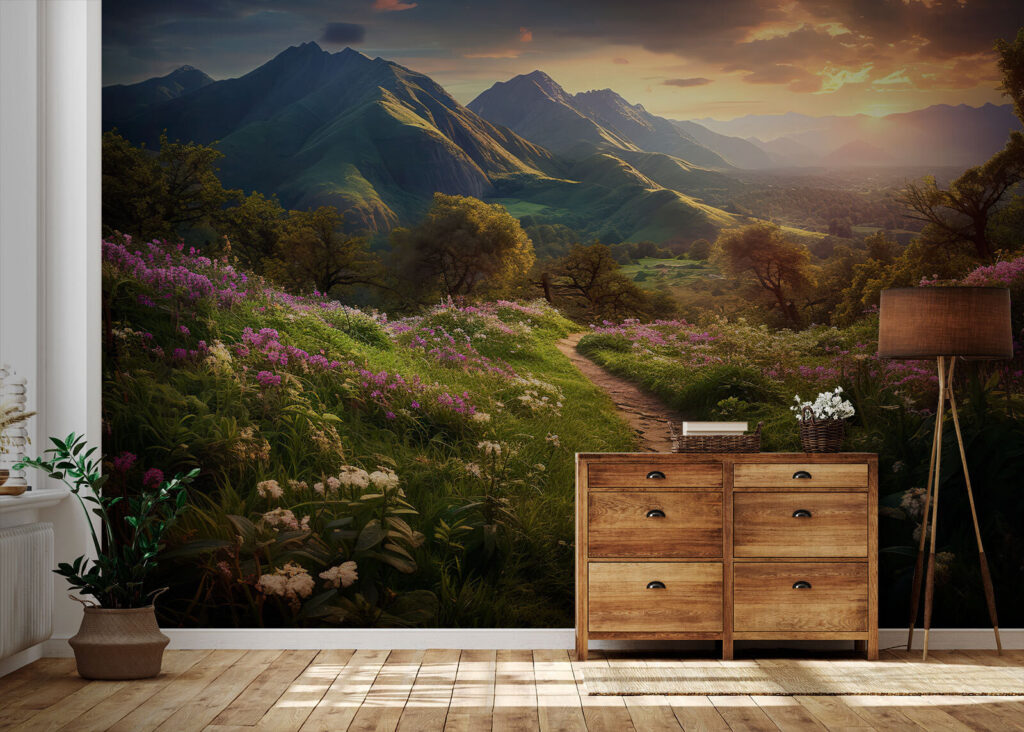 Sentiero lungo prati rosa — ambiente 1