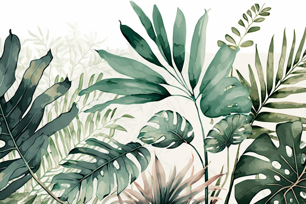 Monstera verde ad acquerello — design completo