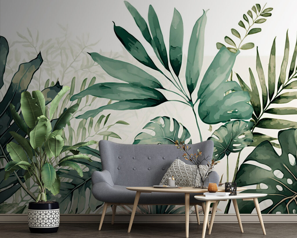Monstera verde ad acquerello — ambiente 1