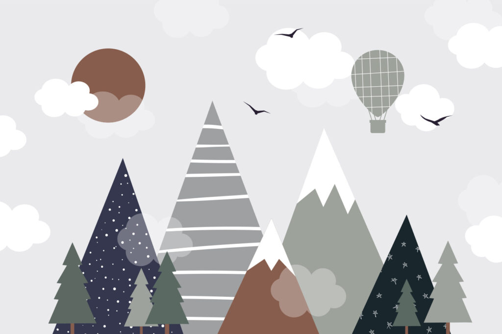 Mongolfiera sulle montagne — design completo