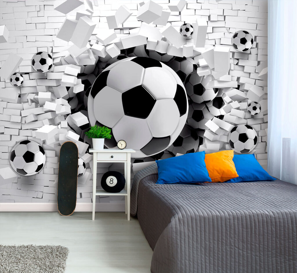 Calcio contro il muro in un ambiente