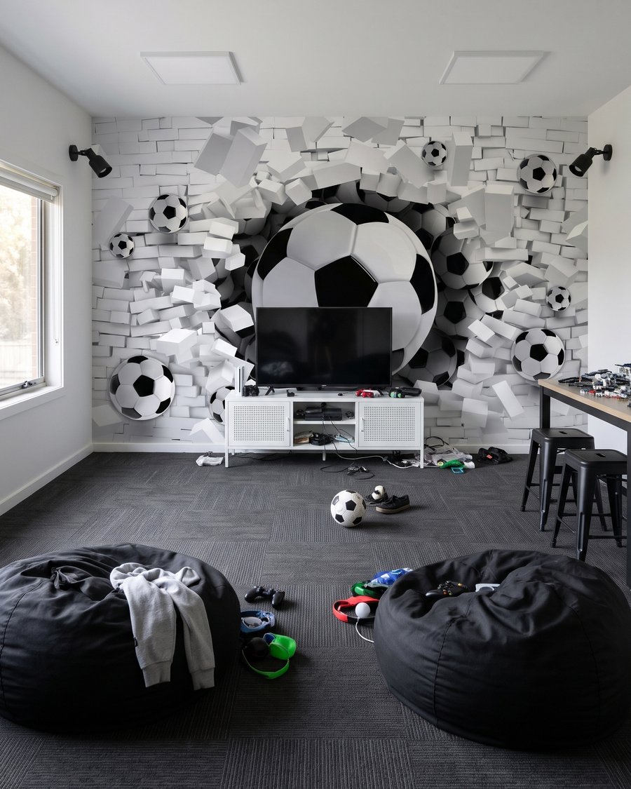 Calcio contro il muro in un ambiente