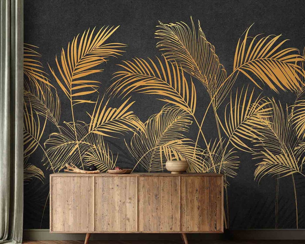 Palme dorate su antracite — ambiente 1