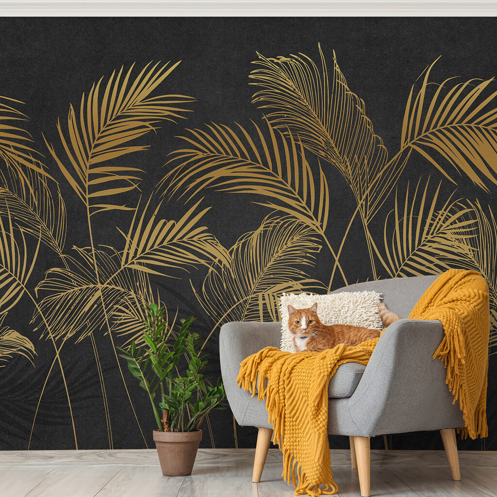 Palme dorate su antracite — ambiente 4