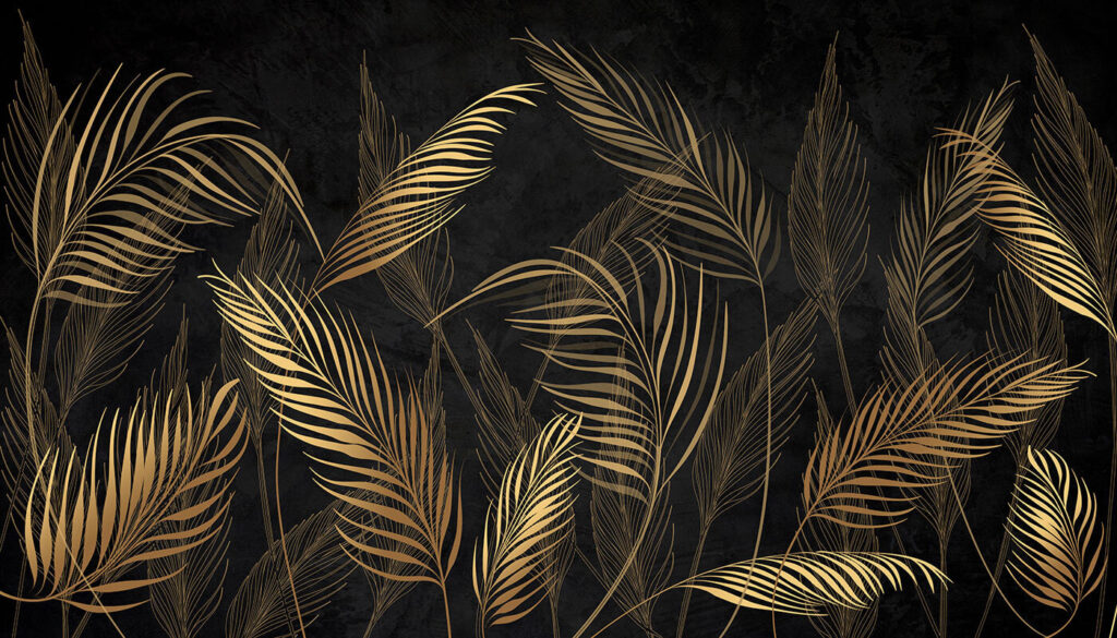 Piume d’oro su nero — design completo