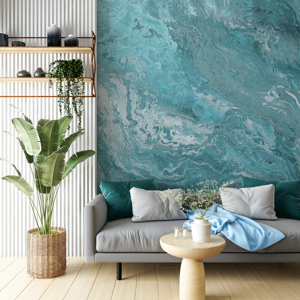 Fasce turchesi ondulate — ambiente 3