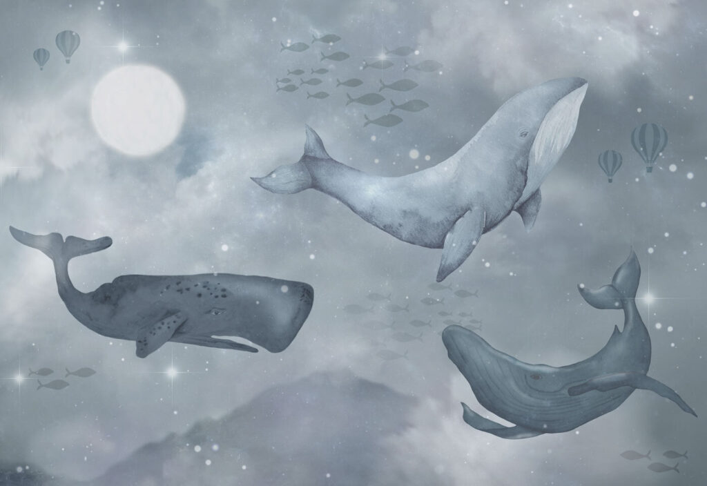 Balene sotto la luna — design completo