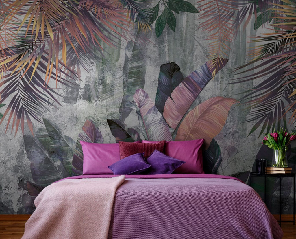 Foglie viola su grigio — ambiente 2